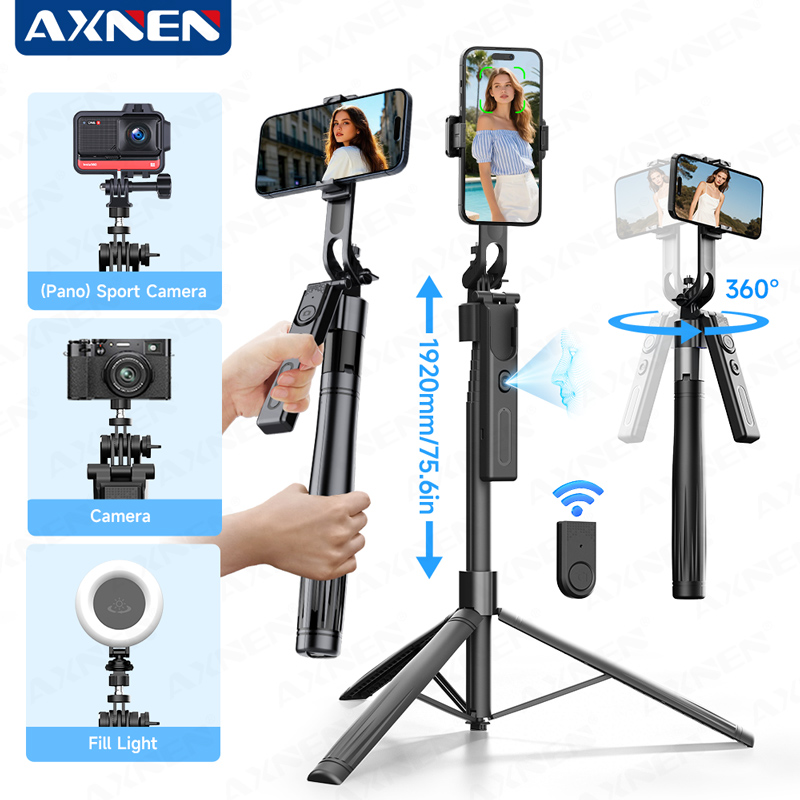 Photography Prompt - ไม้เซลฟี่พร้อมระบบติดตามอัตโนมัติด้วย AI ขาตั้งโทรศัพท์มือถือ ขาตั้งแบบป๊อปอัพเพียงคลิกเดียว ขยายได้ถึง 75.59