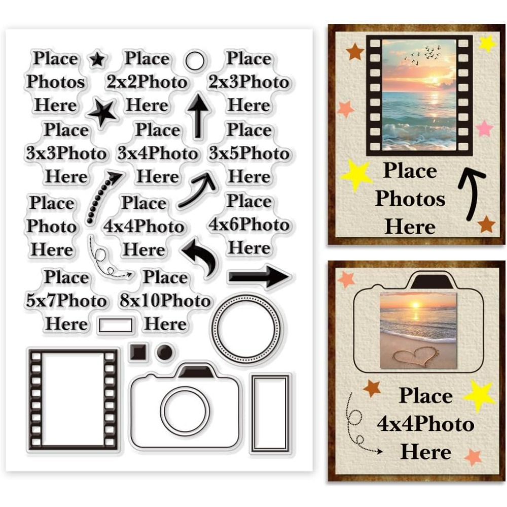 Photographic Memory - วางภาพที่นี่ ล้างแสตมป์ ลูกศร กล้องซิลิโคน กรอบรูปยาง ซีลขนาดรูปภาพโปร่งใส