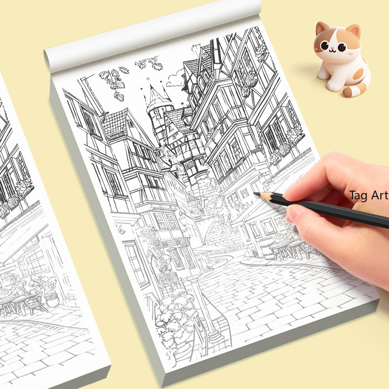 Photography Book - สมุดระบายสีลายกราฟฟิตีแบบวาดด้วยมือสำหรับผู้ใหญ่ ช่วยผ่อนคลายและบำบัดจิตใจ ลายสัตว์/ดอกไม้/เด็กผู้หญิง/มันดาลาและธีมอื่นๆ จำนวน 24 หน้า