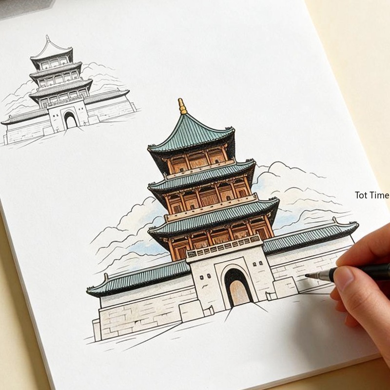 Photography Book - สมุดระบายสีสำหรับสถาปัตยกรรมโบราณ/สถานที่สำคัญในยุโรป/ทิวทัศน์ สมุดระบายสีสำหรับผู้ใหญ่เพื่อผ่อนคลาย ศิลปะการระบายสีแบบวาดด้วยมือ